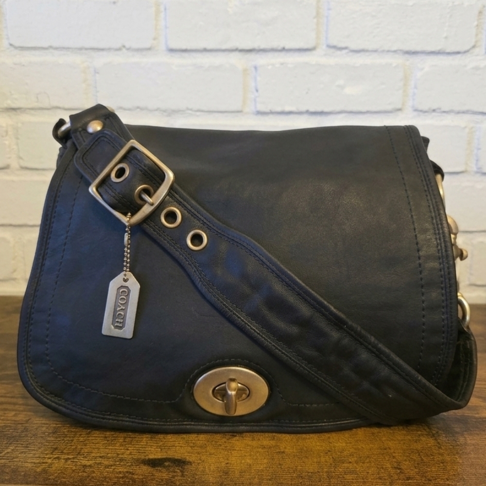 Coach Legacy  Ali Turnlock Flap Black Bag  11134
